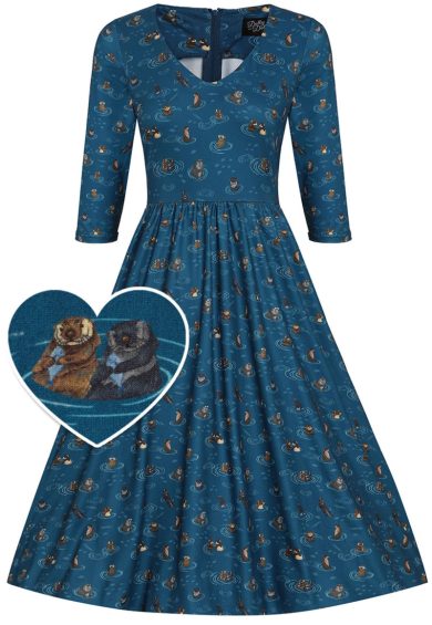 Billie Long Sleeved Blue Otter Family Dress – Shop now at Kitty Darling