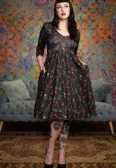 Billie Black Mexican Dancing Skeleton Dress – Dresses | Kitty Darling