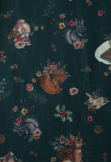 Billie Long Sleeved Dress in Dark Green Woodland Deer & Owl Print – Dresses | Kitty Darling