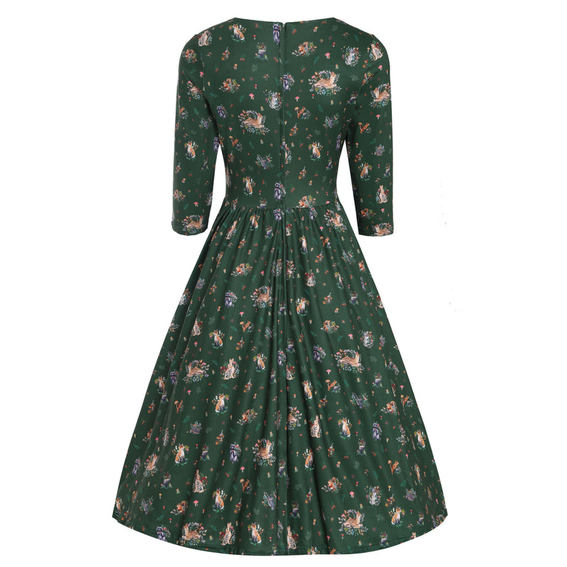 Billie Green Woodland Print Long Sleeved Dress Billie Green Woodland Print Long Sleeved Dress Shop now at Kitty Darling