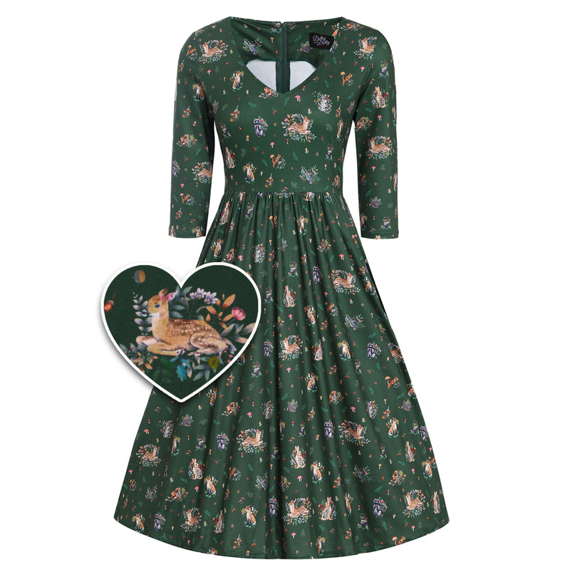 Billie Green Woodland Print Long Sleeved Dress Billie Green Woodland Print Long Sleeved Dress Shop now at Kitty Darling