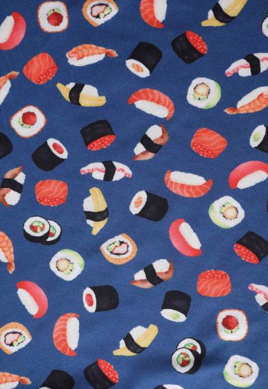 Billie Navy Blue V-Neckline Sushi Print Long-Sleeved Dress – Dresses | Kitty Darling