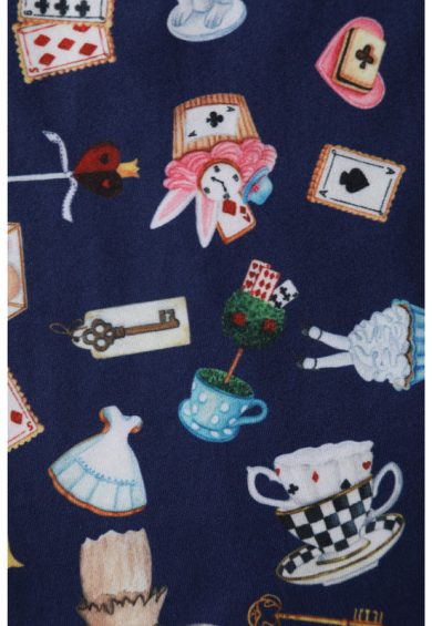 Billie Long Sleeved in Navy Blue with Wonderland Print Dress – Dresses | Kitty Darling