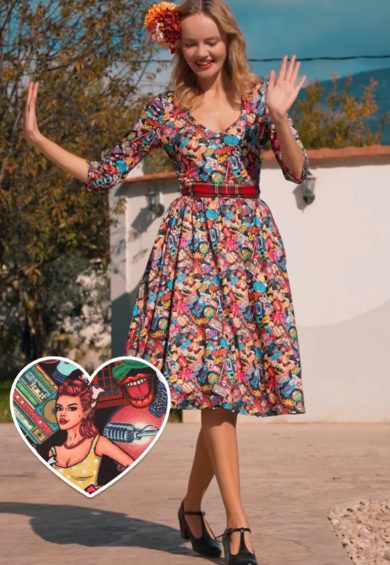 Billie Long Sleeved Pop Art Dress – Shop now at Kitty Darling