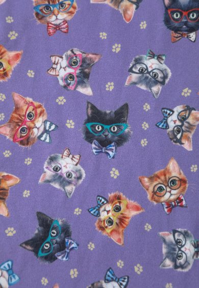 Billie Long Sleeved Dress in Purple Nerdy Cat Print – Dresses | Kitty Darling