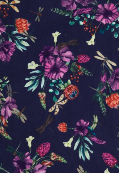 Billie Purple Dragonfly & Floral Long Sleeved Dress – Dresses | Kitty Darling