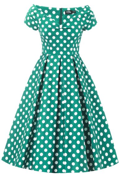 Lily Green White Polka Dot Swing Dress – Dresses | Kitty Darling
