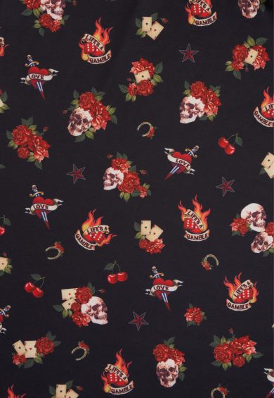 Lily Rockabilly Off Shoulder Skull & Rose Swing Dress – Dresses | Kitty Darling