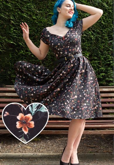 Lily Meadow Floral Black Off Shoulder Dress – Shop now at Kitty Darling