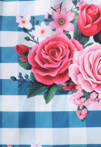 Lily Blue Off Shoulder 50's Rose Print Checkered Dress – Dresses | Kitty Darling