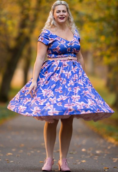 Lily Blue Orchid Off Shoulder Dress – Dresses | Kitty Darling