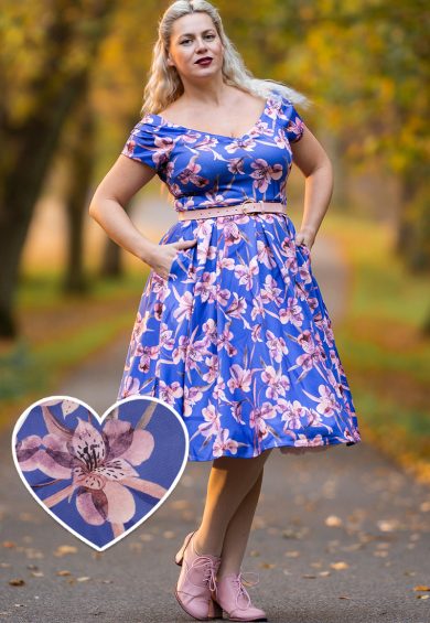 Lily Blue Orchid Off Shoulder Dress – Shop now at Kitty Darling