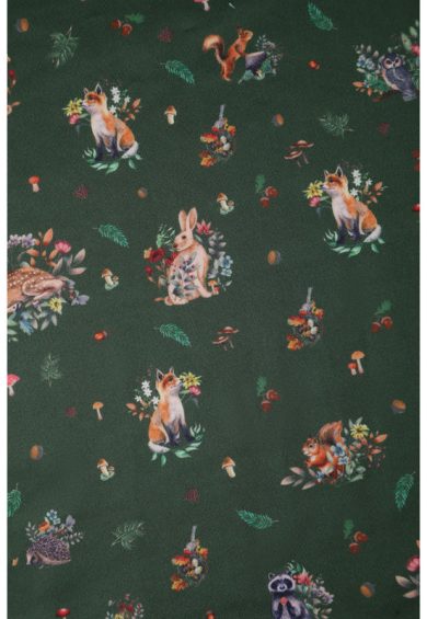 Lily Retro Off Shoulder in Dark Green & Forrest Animals Swing Dress – Dresses | Kitty Darling