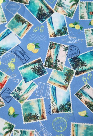 Lily Light Blue Off Shoulder 50s Inspired Stamp Print Dress – Dresses With Pockets | Kitty Darling