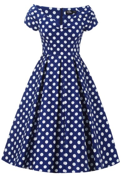 Lily Navy White Polka Dot Swing Dress – Dresses | Kitty Darling