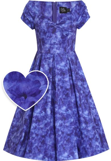 Lily Purple Off Shoulder Watercolor Floral Print Swing Dress – Shop now at Kitty Darling