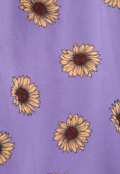 Lily Purple Off Shoulder Dress With Yellow Sunflower Print – Dresses | Kitty Darling