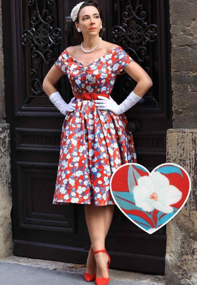 Lily Red Floral Off-Shoulder Dress – Shop now at Kitty Darling