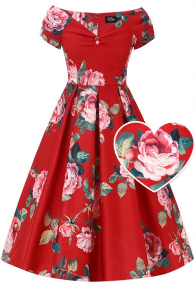 Lily Scarlet Rose Vintage Swing Dress – Dresses | Kitty Darling