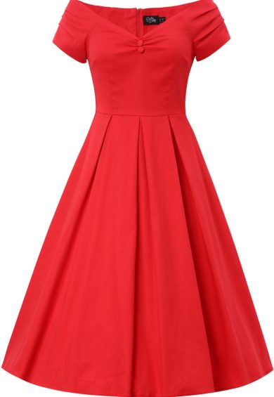 Lily Vintage-Inspired Scarlet Red Dress – Dresses | Kitty Darling