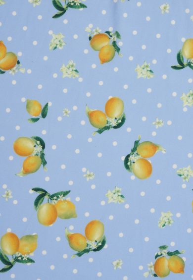 Janice Light Blue Dress with Lemons  and White Polka Dots – Dresses | Kitty Darling