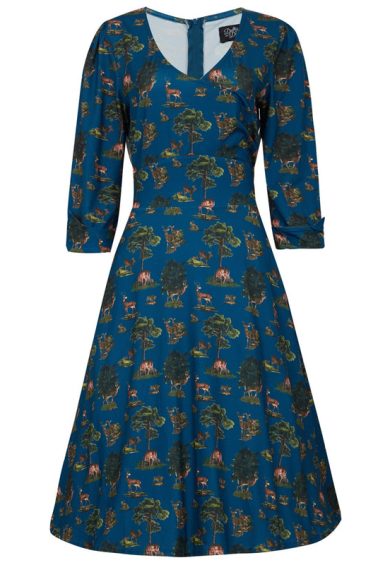 Katherine Navy Blue Deer Swing Dress – Dresses | Kitty Darling