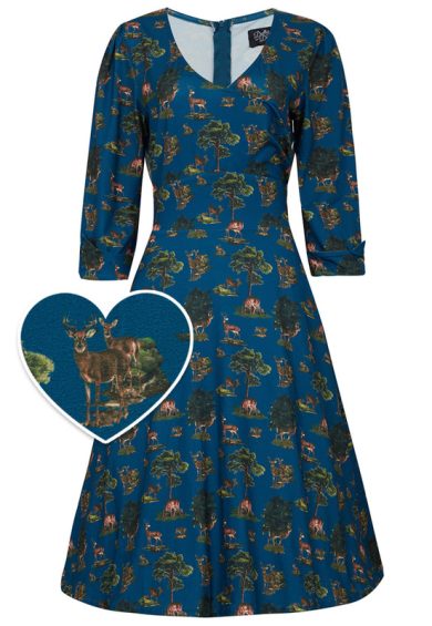 Katherine Navy Blue Deer Swing Dress – Shop now at Kitty Darling