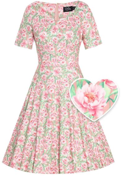 Brenda Pink Floral Short Sleeved Dress – Shop now at Kitty Darling