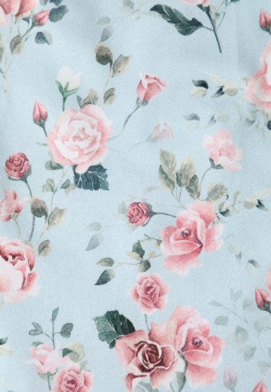 Brenda Pink Rose Flared Dress In Baby Blue – Dresses | Kitty Darling