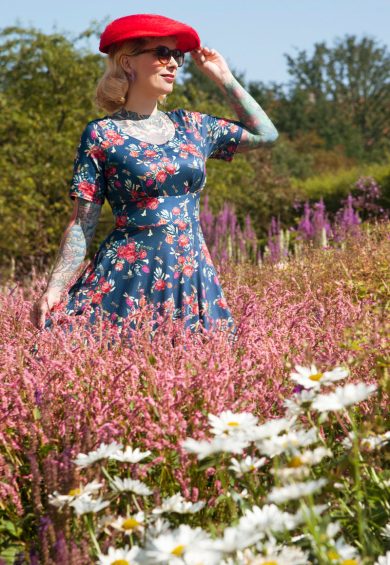 Brenda Floral Dragonfly Blue Dress – Dresses | Kitty Darling