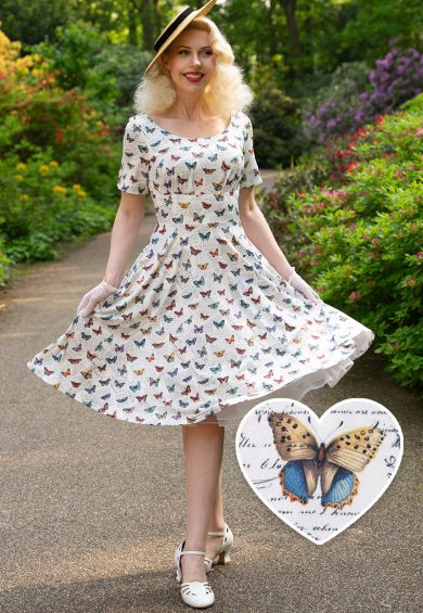 Brenda White Butterfly Collection 50s Style Dress – Shop now at Kitty Darling