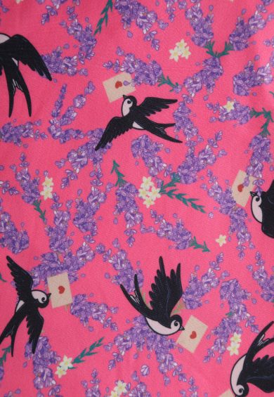 Julia Retro Pink Swallow Tea Dress – Dresses | Kitty Darling