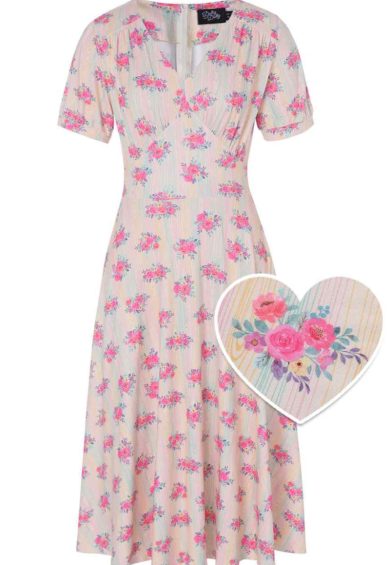 Julia Pastel Floral V-Neck Dress – Shop now at Kitty Darling