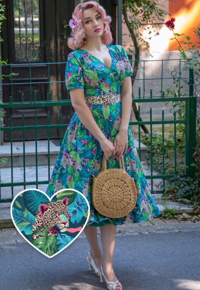 Julia Tropical Cheetah Midi Dress – Shop now at Kitty Darling