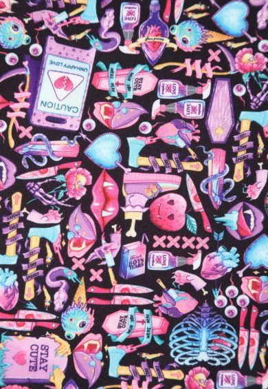 Amanda Multicolor 90s Goth Print Scoop Neck Swing Dress – Dresses | Kitty Darling