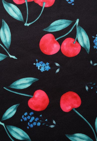 Amanda Red Cherry Pleated Circle Dress In Black – Dresses | Kitty Darling