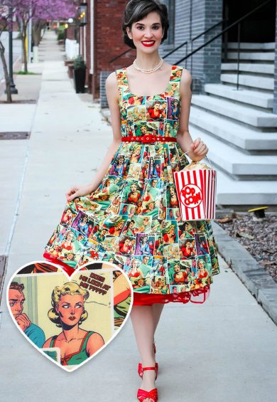 Amanda Vintage Comic Print Swing Dress – Shop now at Kitty Darling