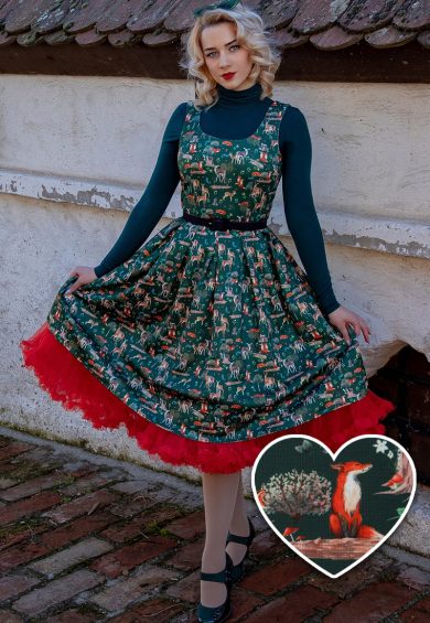 Amanda Dark Green Woodland Print – Shop now at Kitty Darling