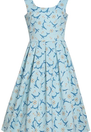 Amanda Scoop Neck Swing Dress Light Blue Dolphin – Dresses With Pockets | Kitty Darling