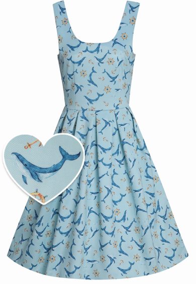 Amanda Scoop Neck Swing Dress Light Blue Dolphin – Shop now at Kitty Darling