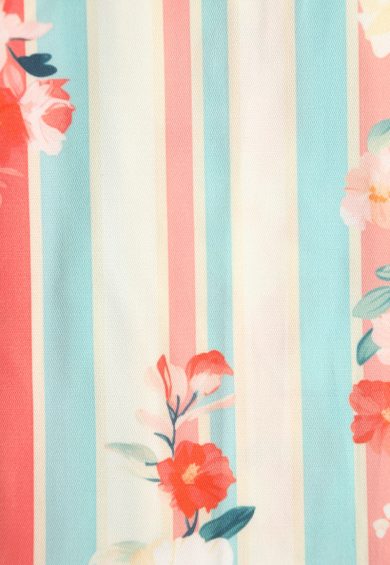 Amanda Pink Cotton Scoop Neck Blue Stripe/Floral Print Dress – Dresses | Kitty Darling