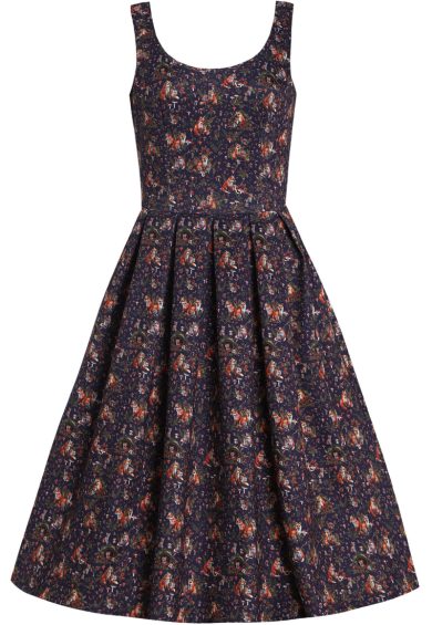 Amanda Vintage Inspired in Purple Fox & Mushroom Print Swing Dress – Dresses | Kitty Darling