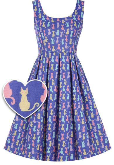 Amanda Multicoloured Cat Swing Dress – Shop now at Kitty Darling