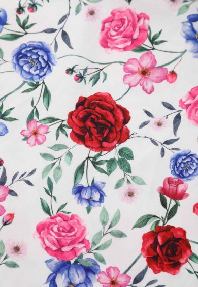 Beverly White Cross-Over-Off-Shoulder Multi-Rose Print Midi Dress – Dresses | Kitty Darling