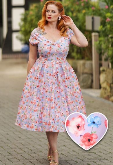 Lily Lilac Watercolour Floral Off Shoulder Dress – Shop now at Kitty Darling