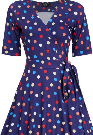 Matilda Colourful Polka Dot Wrap Dress – Dresses | Kitty Darling