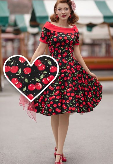 Darlene Cute Cherry Swing Dress – Shop now at Kitty Darling