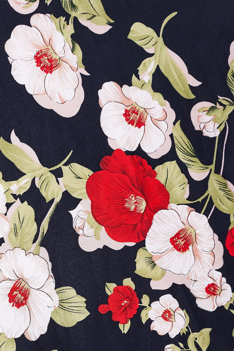 Darlene Retro Navy Floral Swing Dress  Shop now at Kitty Darling