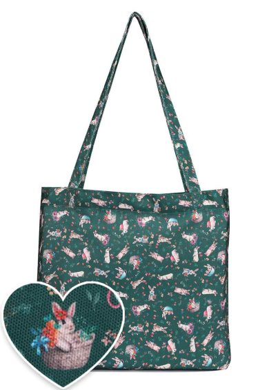 Green Bunny Print Canvas Tote Bag – Shop now at Kitty Darling