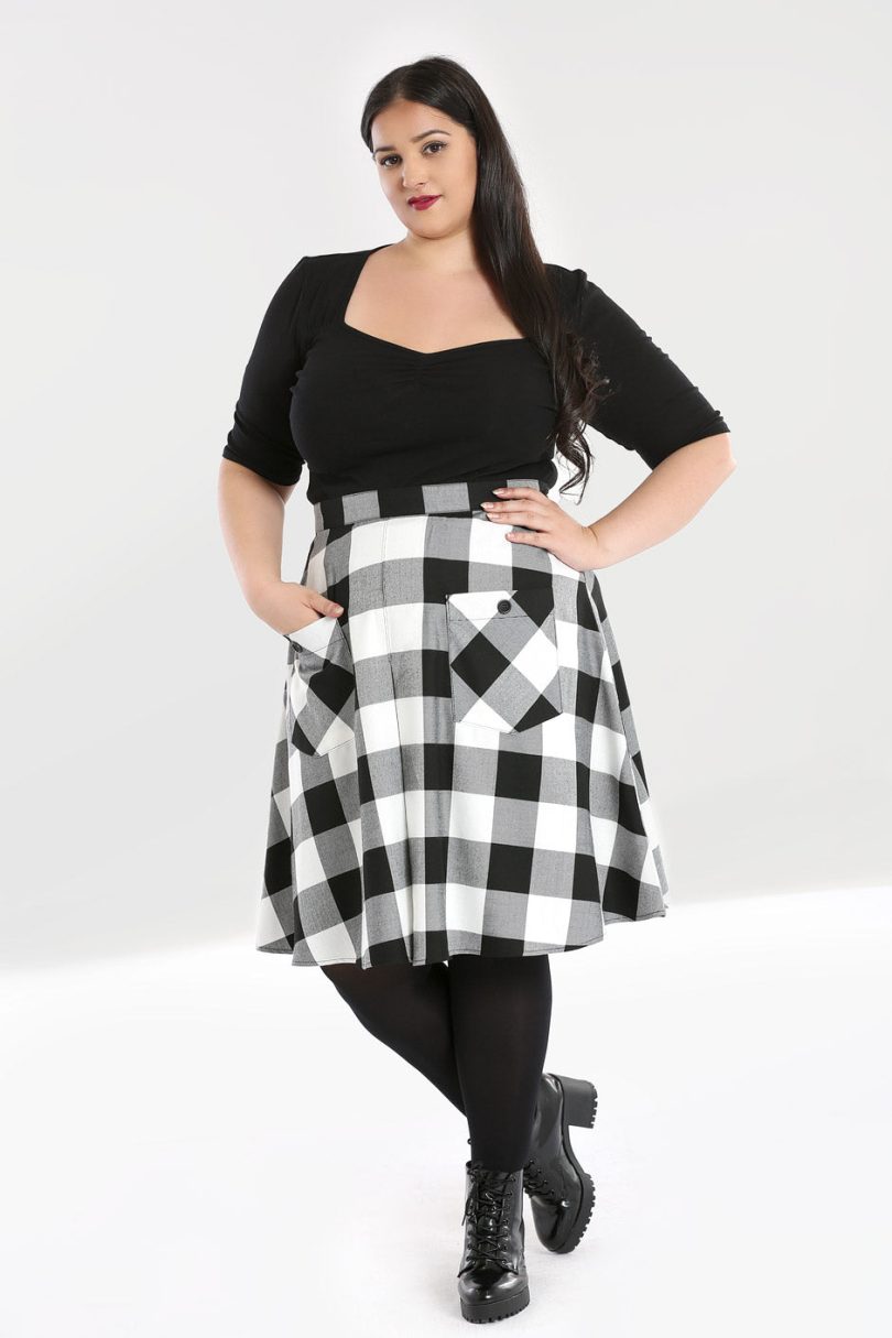 Teen Spirit Mid Skirt Black-White  Shop now at Kitty Darling